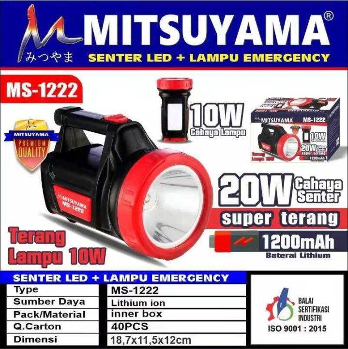 Senter Tangan Dan Lampu Emergency Led Cas Darurat Mitsuyama Ms