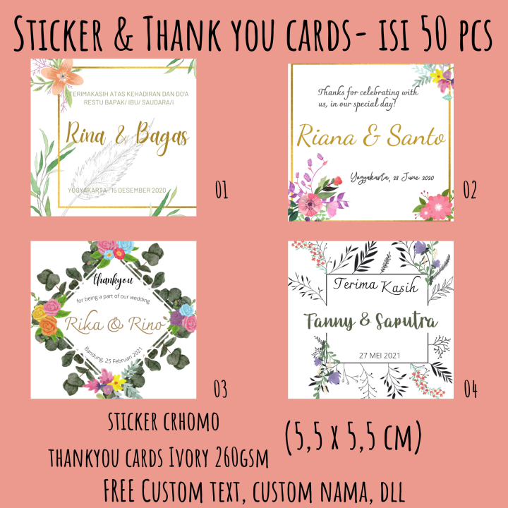 Sticker Isi Pcs Thankyou Cards Isi Pcs Kartu Ucapan