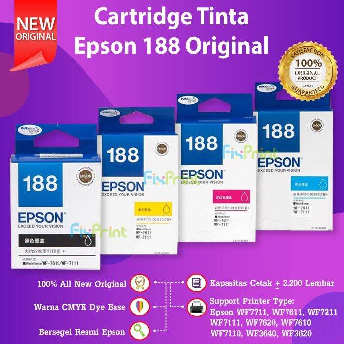 Epson 188 T188 Cartridge Tinta Printer WF 7711 WF 7611 WF 7211 WF 7111