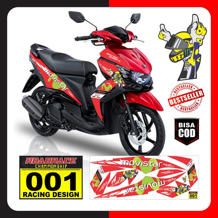 Sticker Striping Decal Motor Yamaha Xeon Gt 125 Movistar Variasi