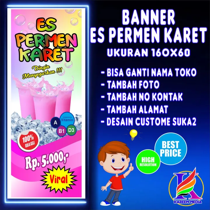 Banner Spanduk Backdrop Es Permen Karet Banner Es Permen Karet Custome