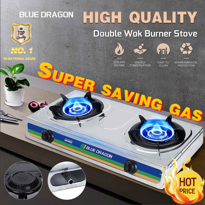 Heavy Duty Double Burner Gas Stove Stainless Standard Gas Stove Double