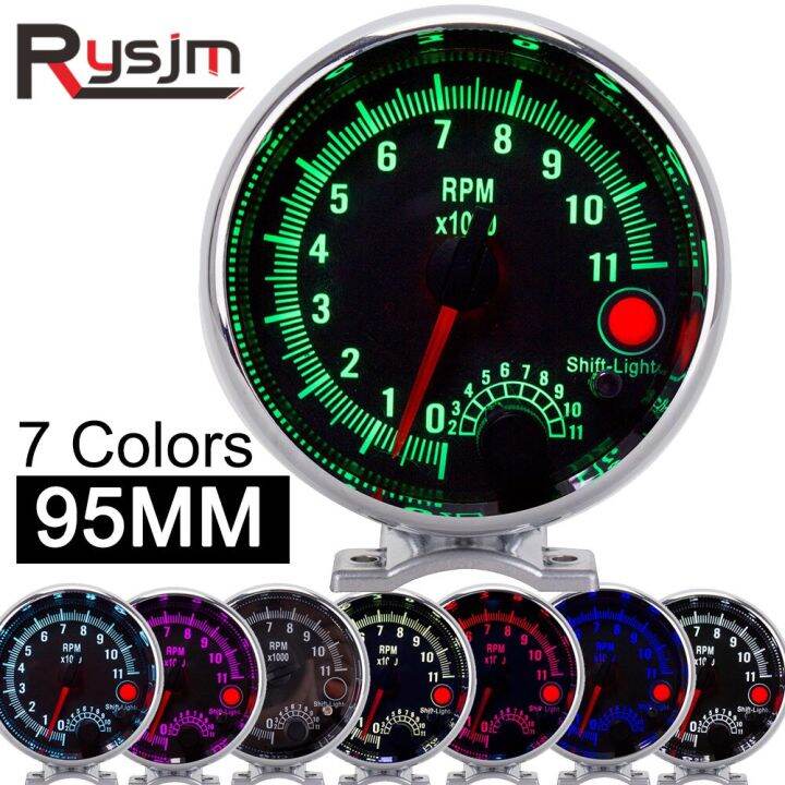 95MM Tachometer Car Gauge 7 Colors Auto Tacho Gauge 0 11000 Rpm Meter