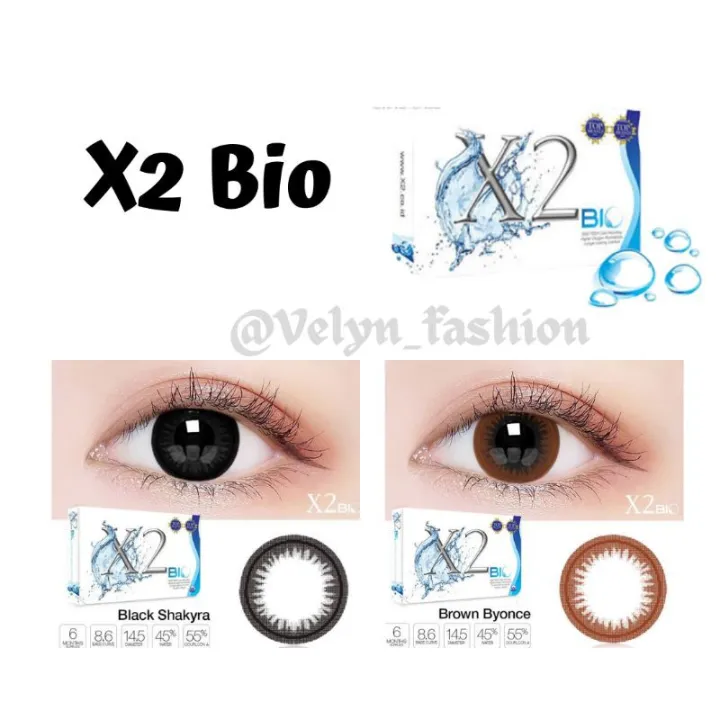 Softlens X2 Bio Big Eyes Soflen Warna Bulanan X2 Bio Hitam Coklat Big