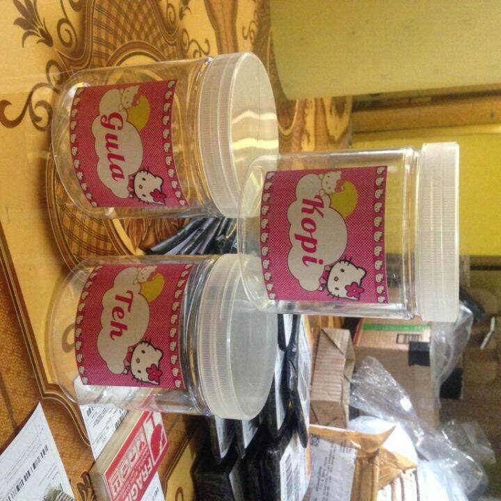 D Tempat Toples Gula Kopi Teh Tahan Air Dan Minyak Waterproof Stiker