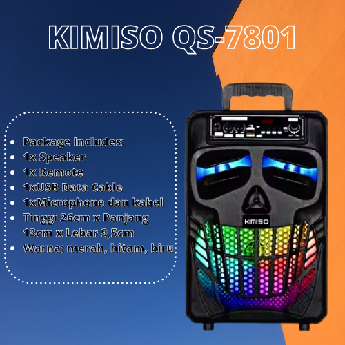 Speaker Karaoke Bluetooth Ukuran 8 Inch Kimiso 7801 Qs Free MIC