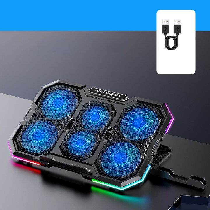 ICE COOREL RGB Light Base Cooler Notebook Six LED Fan 12 18 Inch Gaming