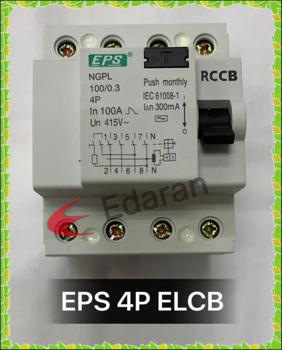 EPS 100A 4 POLE 300mA ELCB RCCB SIRIM Approve Lazada