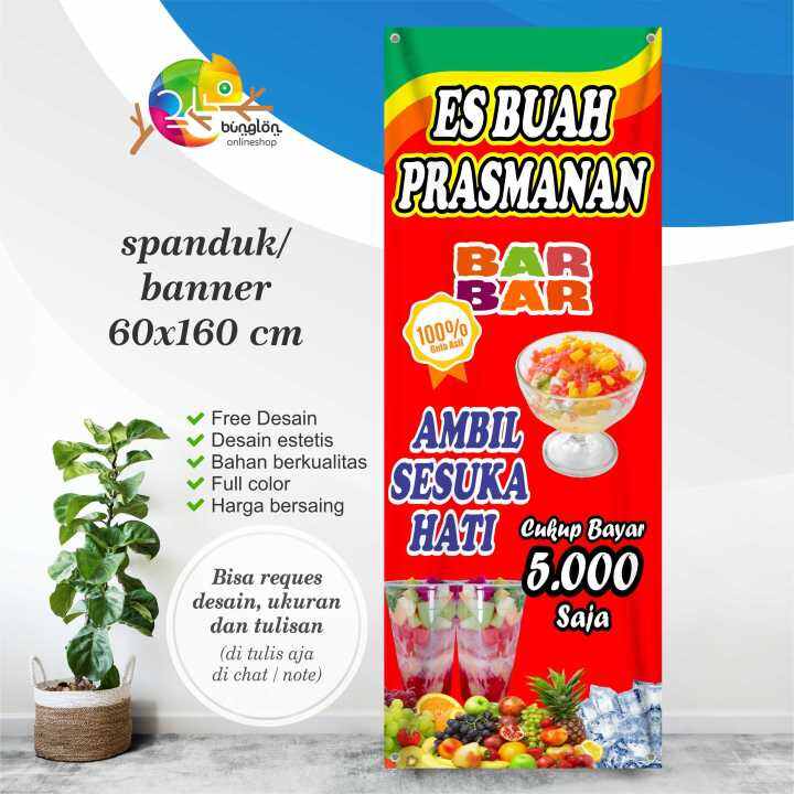 Size 60x160 Cm Spanduk Banner Es Buah Prasmanan Bar Bar Tipe A Berdiri