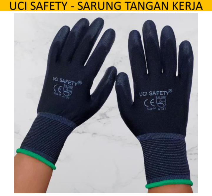 Sarung Tangan Uci Safety Otomotif Bagunan Coating Karet Pengaman Kerja