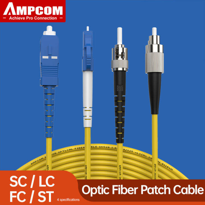 AMPCOM SC LC FC ST Optical Fiber Patch Cable Simplex 9 125μm UPC to UPC