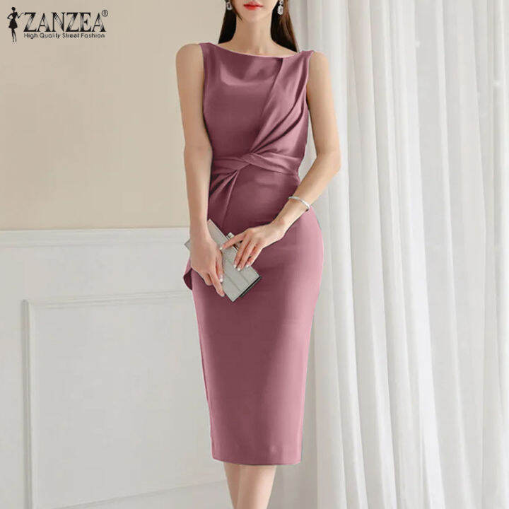 Zanzea Korean Style Women S Elegant Off Shoulder Bodycon Dresses Party