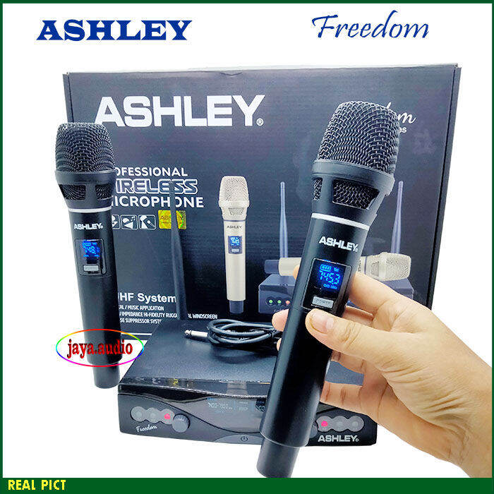 Mic Wireless ASHLEY Feedom Series Double Mik Vokal Microphone Tanpa