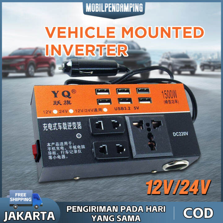 Portabel Daya Tinggi 1500W Mobil Inverter 12v 24v Ke 220v Inverter Daya