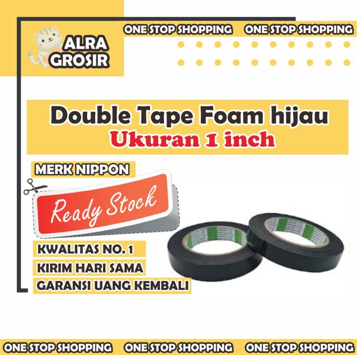 Double Tape Hijau Busa Inch X Meter Foam L Perekat Lem Isolasi