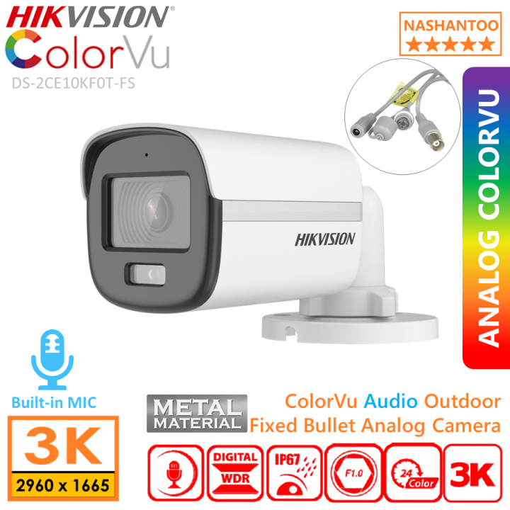 Hikvision DS 2CE10KF0T FS 3K New 5MP 16 9 Colorvu Audio Camera Outdoor