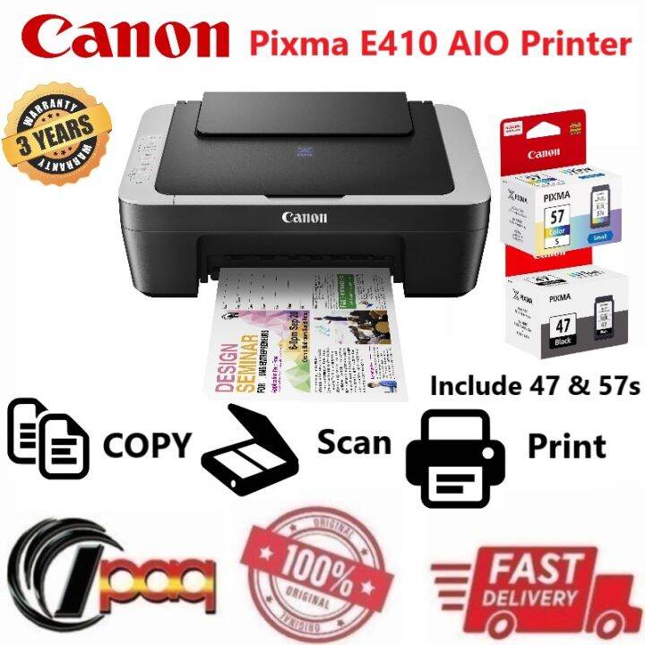 Canon Pixma E410 A4 All In One Color Inkjet Printer Print Copy