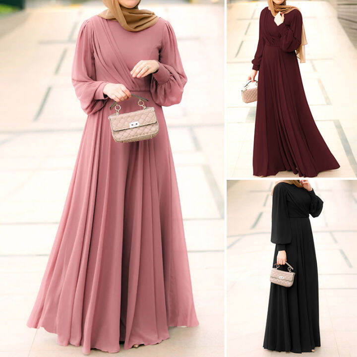 Baju Raya Esolo ZANZEA Muslimah Womens Muslim Long Sleeve Abaya Dubai