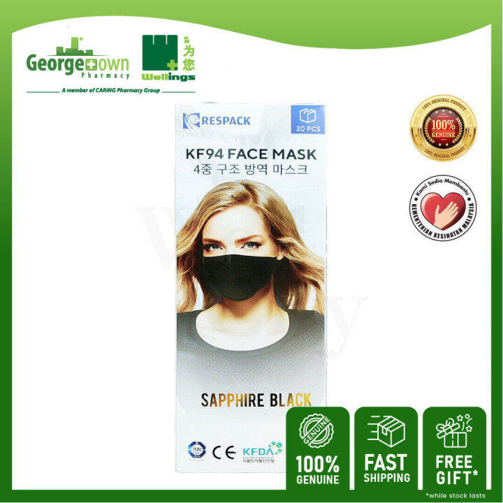 RESPACK KF94 FACE MASK BLACK 20S Georgetown Wellings Pharmacy Lazada