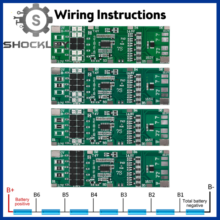 Shockley 24V 30A 20A 10A 18650 Lithium Battery Protection Board BMS Li