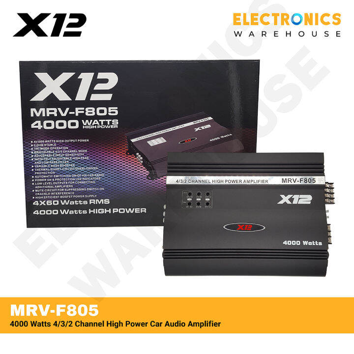 X12 MRV F805 4000 Watts 4 3 2 Channel High Power Car Audio Amplifier