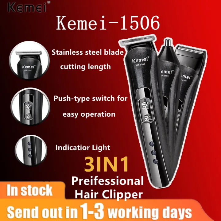 KEMEI KM 1506 3IN1 Mesin Rambut Hair Clipper For Men Professional