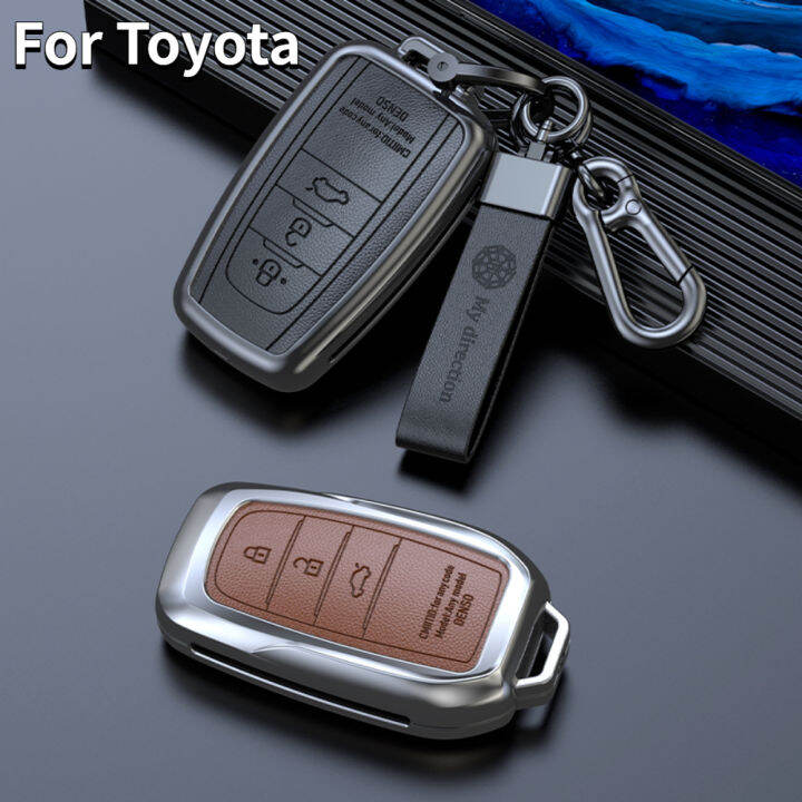 Zinc Alloy Car Key Case Cover Genuine Leather Smart Remote Fob Shell