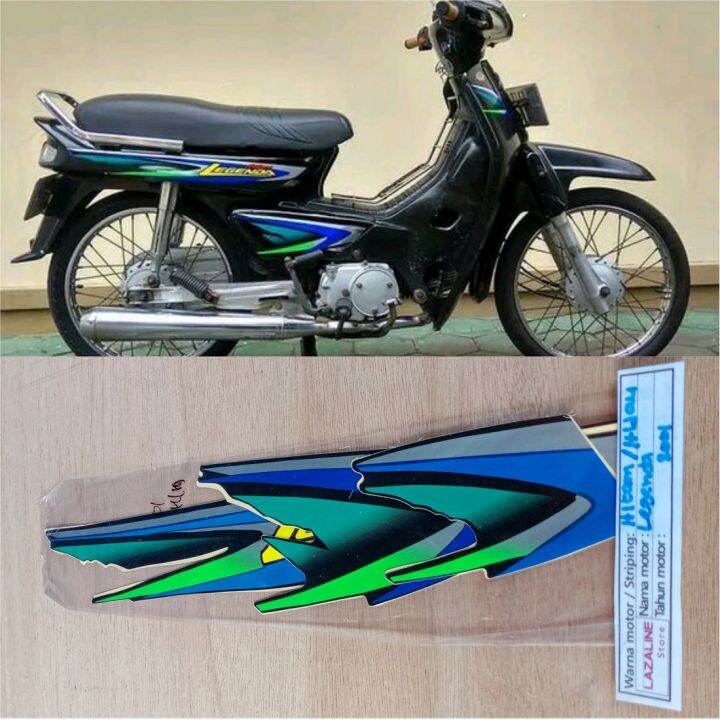 Striping Stiker Lis Standar Motor Honda Legenda Hitam Hijau