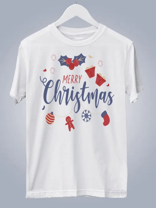 Christmas Cotton Spandex White T Shirt Gsm Sublimation Print