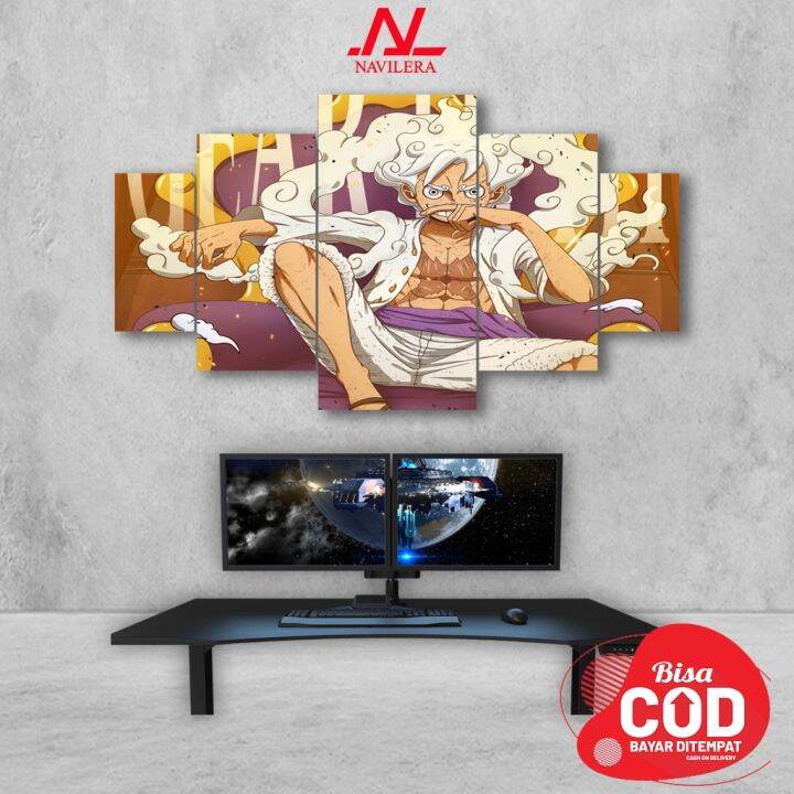 Navilera Hiasan Dinding Anime One Piece Luffy Gear Poster Kayu Wall