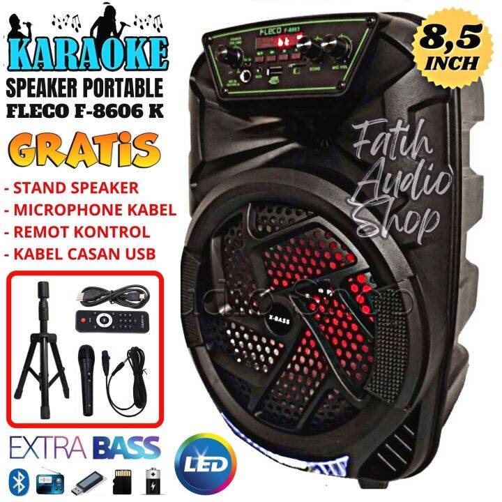 Speaker Bluetooth Fleco F K Inch Free Mic Karaoke Stand