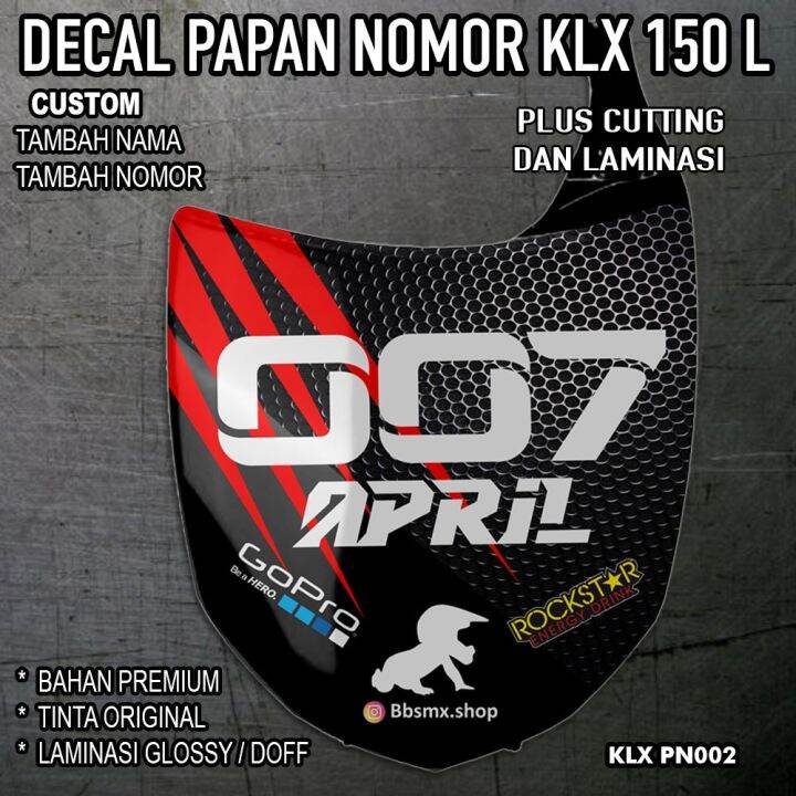 Decal Papan Nomor Klx L Glosy Premium Custom Sticker Minimalis