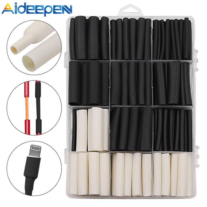 Original Aideepen 320PCS Black And White Double Wall Heat Shrink Tube 3