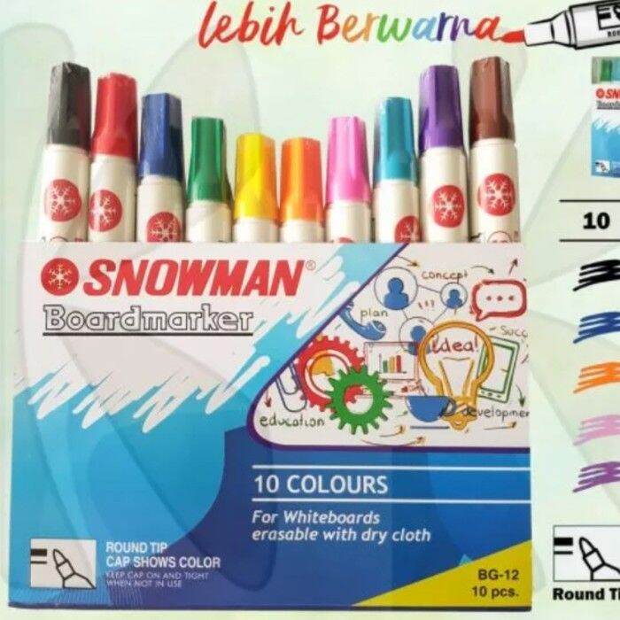 Spidol SNOWMAN Boardmarker Whiteboard Set 10 Warna Lazada Indonesia