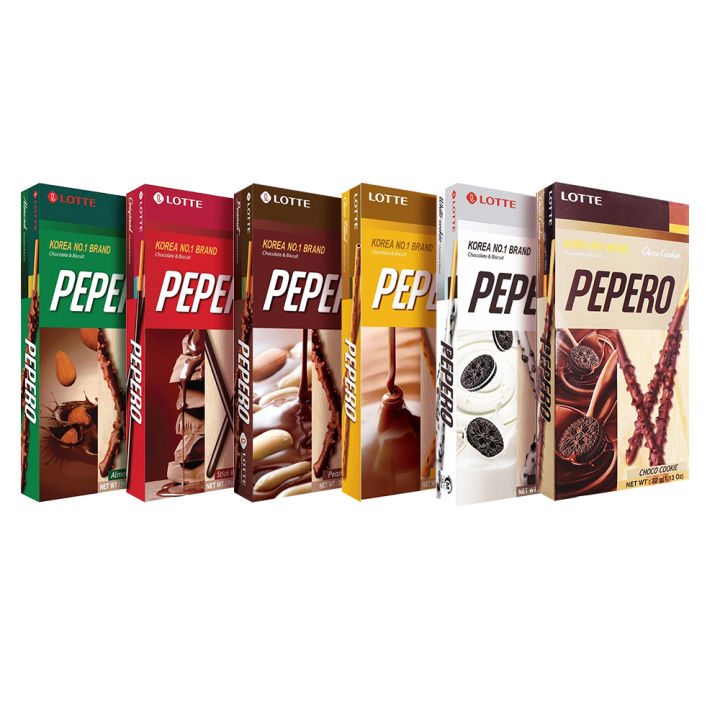 Lotte Pepero Chocolate Sticks Almond Original Peanut Nude White And