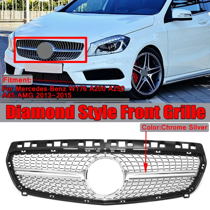 W176 Diamond Style Car Front Grill Grille Front Bumper Radiator Racing