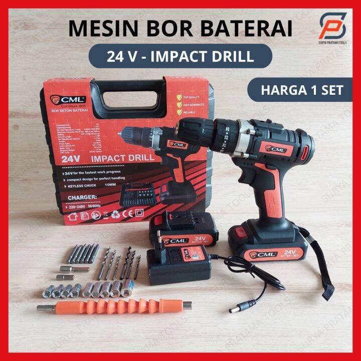 1 SET CAMEL MESIN BOR BATERAI IMPACT SET 24V BOR CORDLESS IMPACT