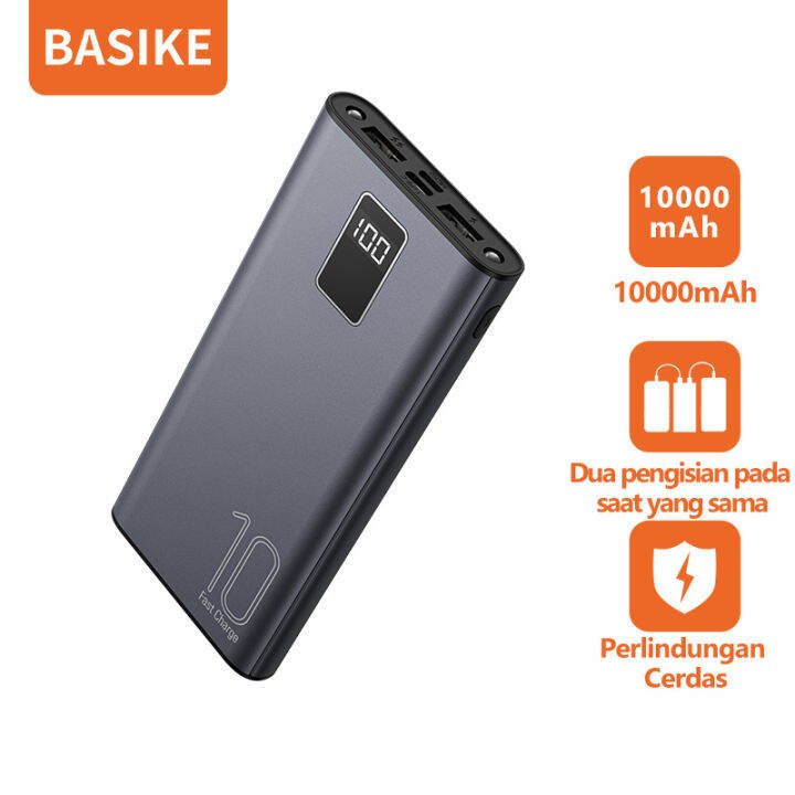 Power Bank Powerbank BASIKE Asli Kapasitas Nyata 10000mAh Dengan