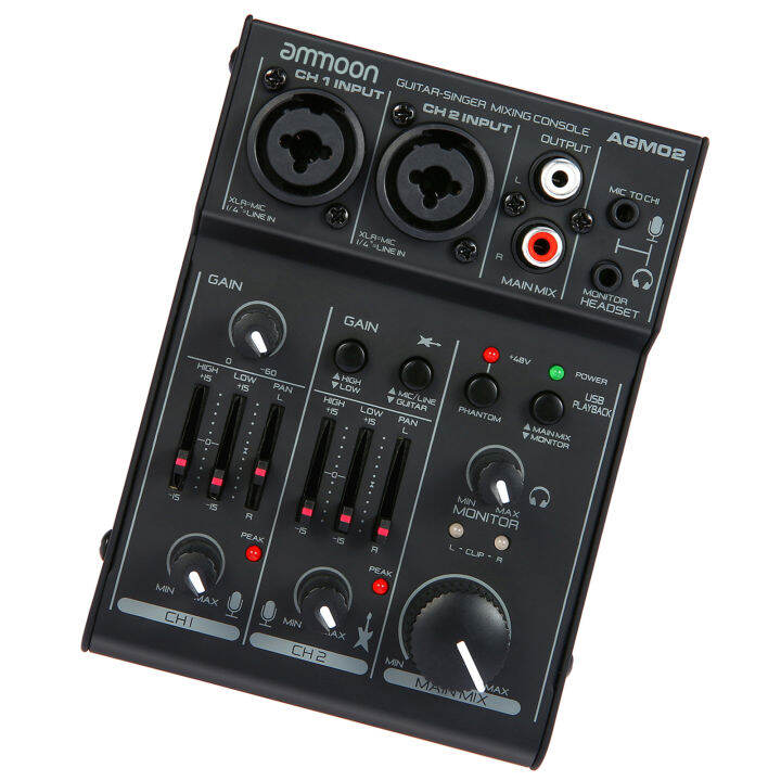 Ammoon AGM02 Mini 2 Channel Sound Card Mixing Console Digital Audio