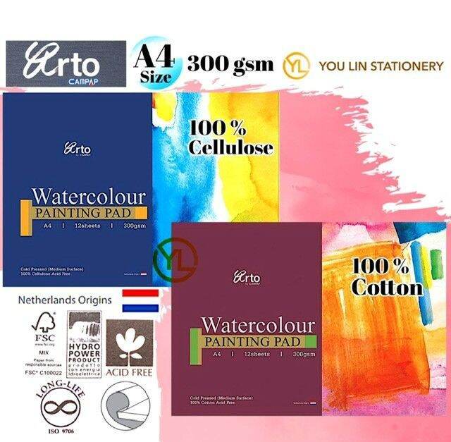 Arto A Gsm Watercolour Paper Pad S Cellulose Cotton