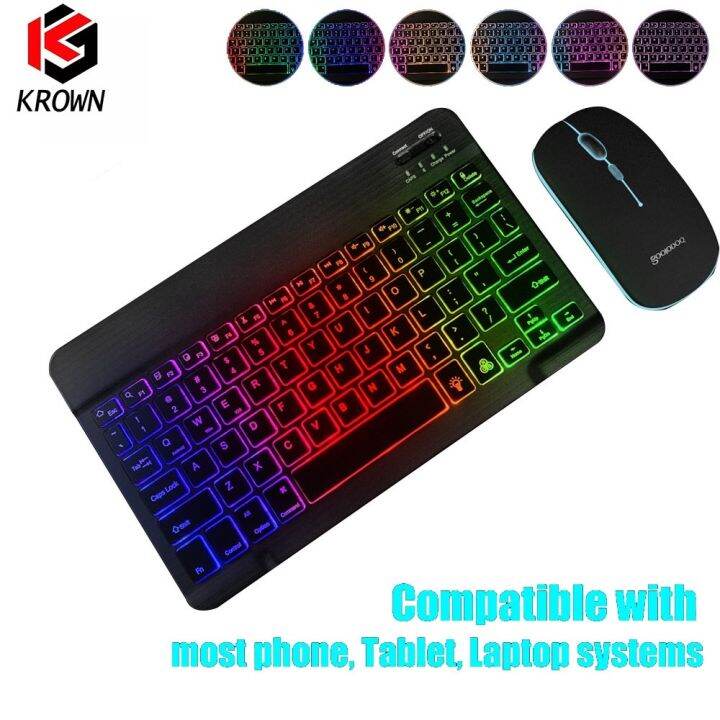 Krown Inch Backlit Wireless Bluetooth Keyboard And Mouse Led With