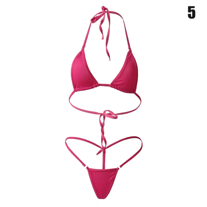 Ingenuity Quality Women Mini Swimsuit Bikini Set Halterneck Bra Micro