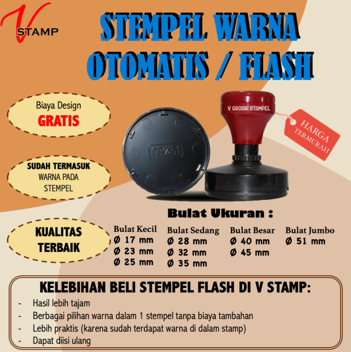 Custom Stampel Otomatis Warna Flash Cetak Stempel Logo Perusahaan