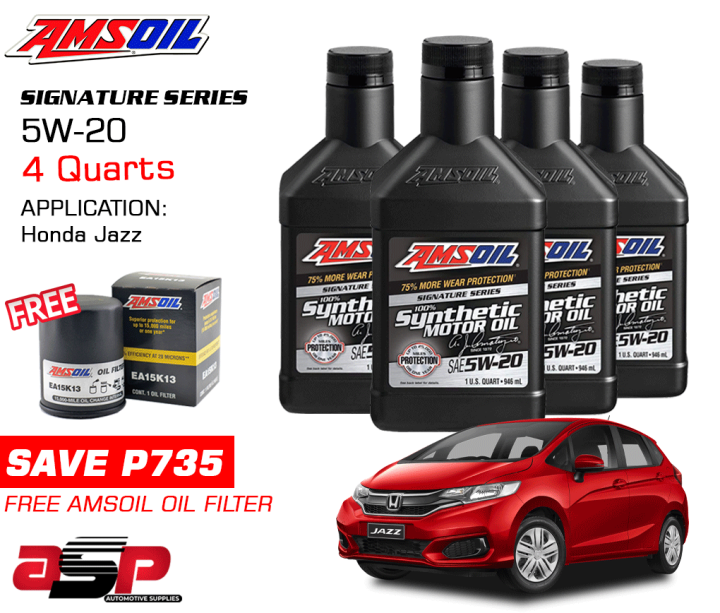 AMSOIL Signature Series 5W 20 100 Synthetic Motor Oil 4 Quarts Bundle