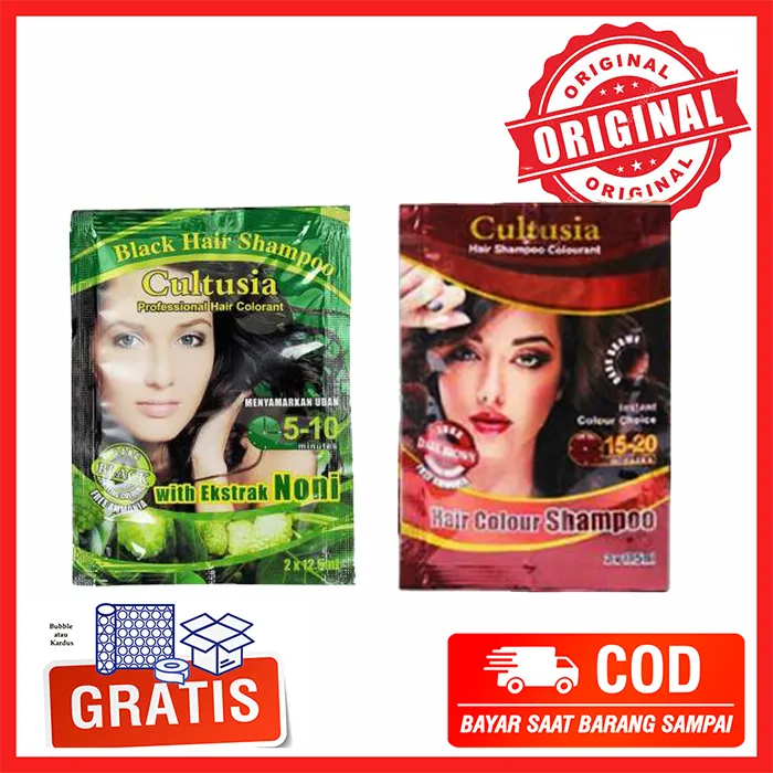 Cultusia Hair Colour Shampoo Cat Rambut Semir Rambut Shampo Black Brown