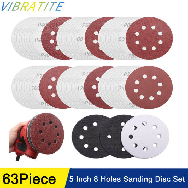 Inch Sanding Disc Set Pieces Holes Hook And Loop Sandpaper And