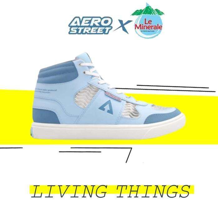 Aerostreet X Le Minerale Putih Biru Sepatu Sneakers Aero Leminerale