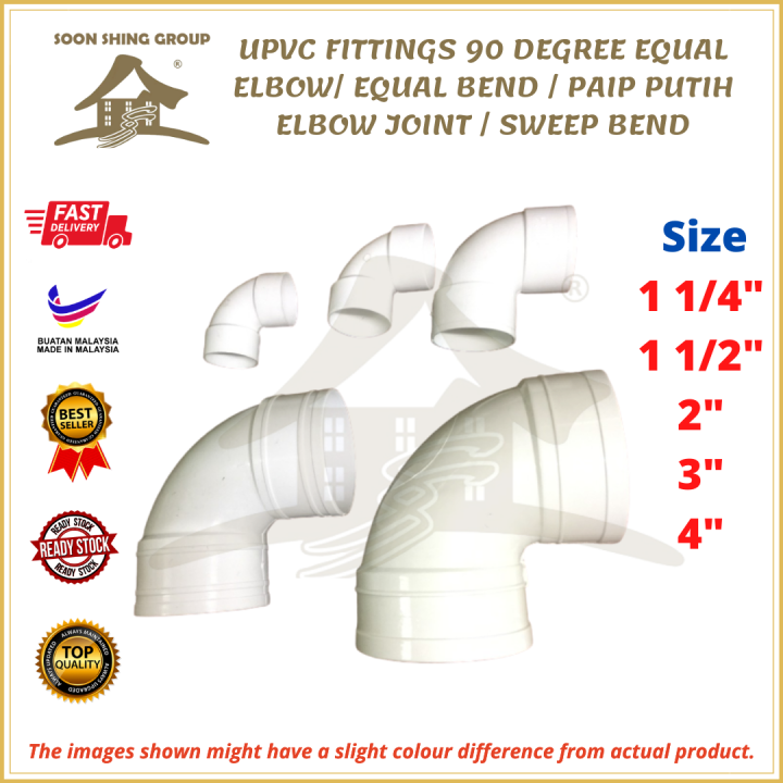 Upvc Fittings Degree Equal Elbow Equal Bend Paip Putih Elbow