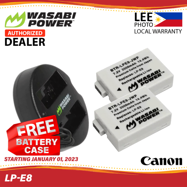 Wasabi Power Battery 2 Pack And Dual Charger For Canon LP E8 Lee