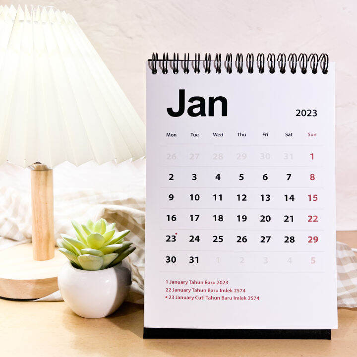 Kalender Meja Simple White Plain Premium Aesthetic Desk Calendar